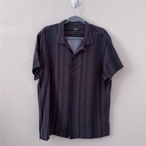 Express Black Striped Casual Button Down Shirt (L)